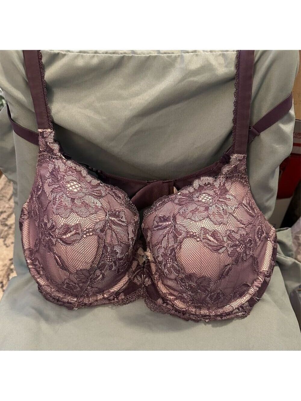 Victoria's Secret Women's 36DD Purple Lace Lined Demi T-Shirt Bra